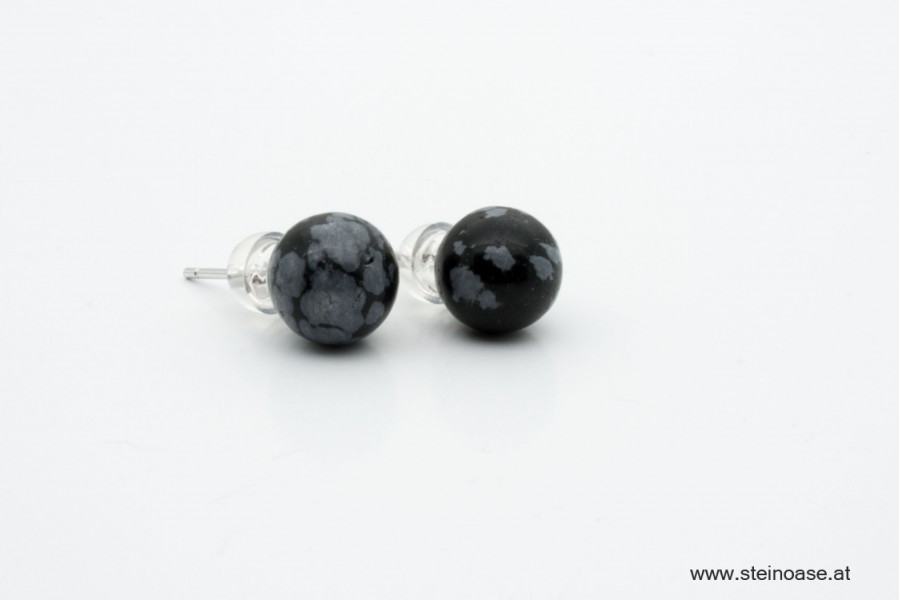 Ohrstecker Schneeflocken Obsidian 8mm